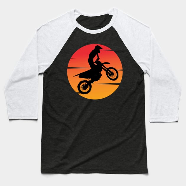 motocross silhouette jumping in front of the afternoon sun Baseball T-Shirt by EKLZR